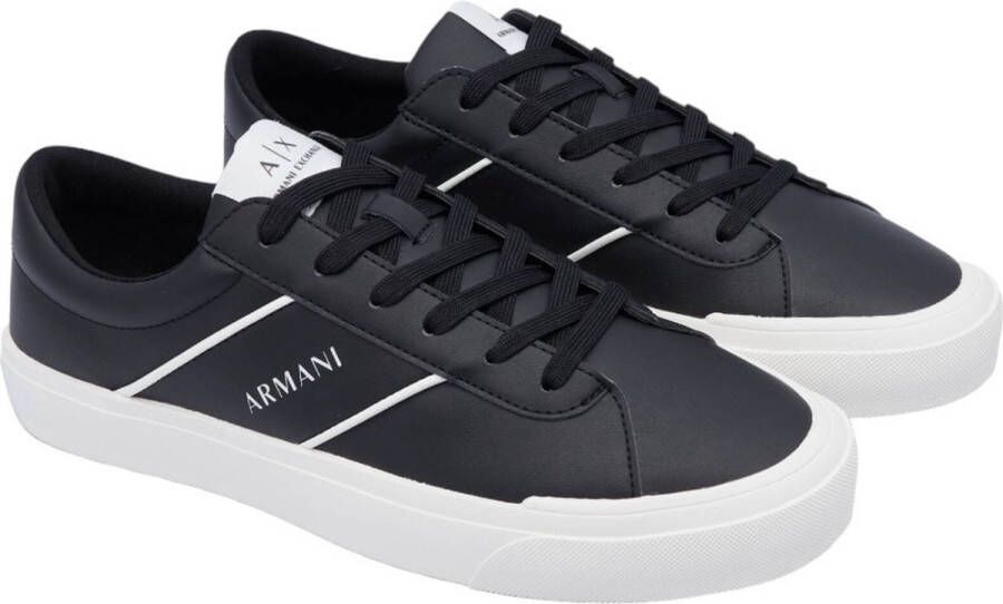 Armani Exchange Lage Top PU Leren Sneakers Black Heren