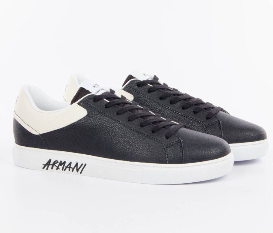 Armani Exchange Zwarte Gepersonaliseerde Logo Sneakers Black Heren