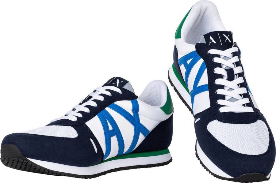 Armani Exchange Blauwe Mesh Suède Sneakers Multicolor Heren