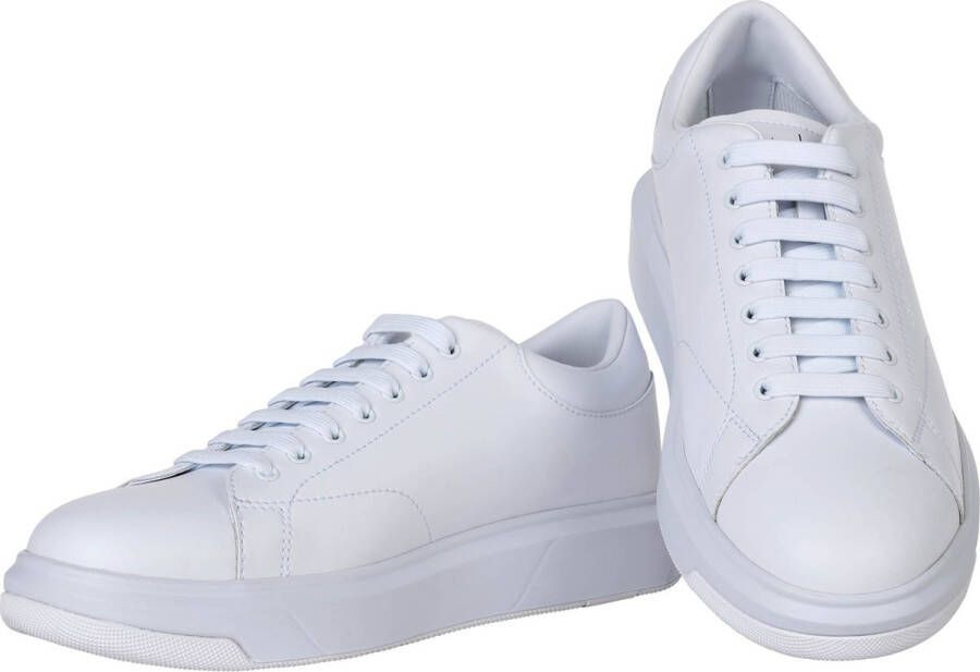 Armani Exchange Witte leren lage sneakers met logo detail White Heren