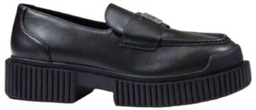 Armani Exchange Zwarte leren mocassin lente zomer collectie Black Dames