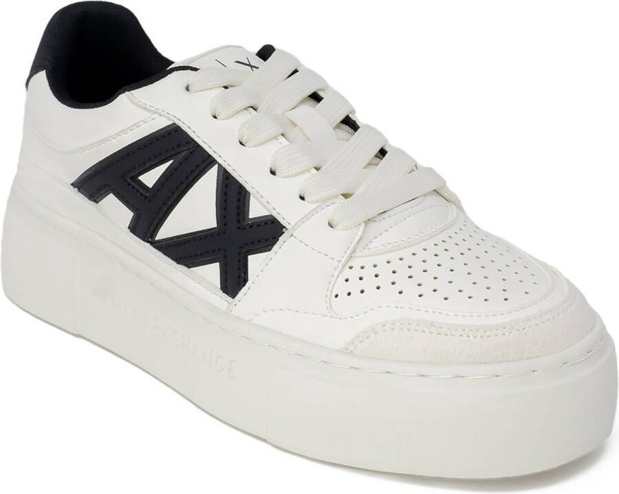 Armani Exchange Zwarte Leren Sportieve Sneakers Vrouwen Black Dames