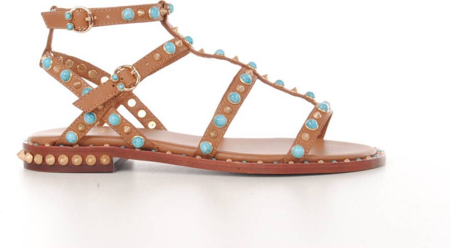 Ash Stud Embellished Leren Sandalen Brown Dames