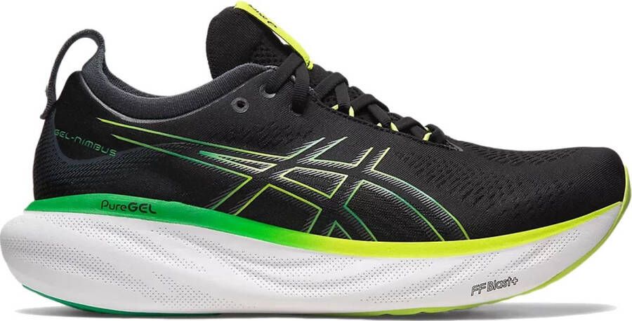 Asics gel-nimbus 25 hardloopschoenen zwart groen heren