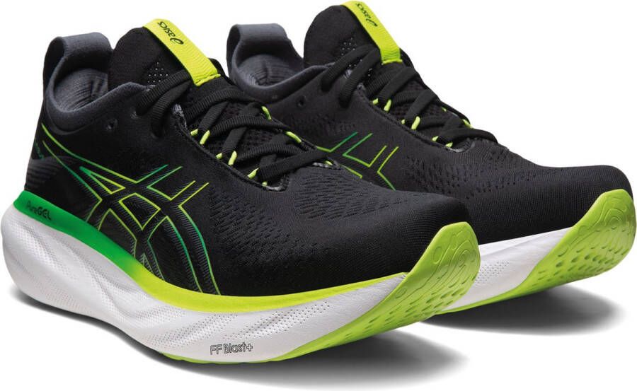 Asics gel-nimbus 25 hardloopschoenen zwart groen heren