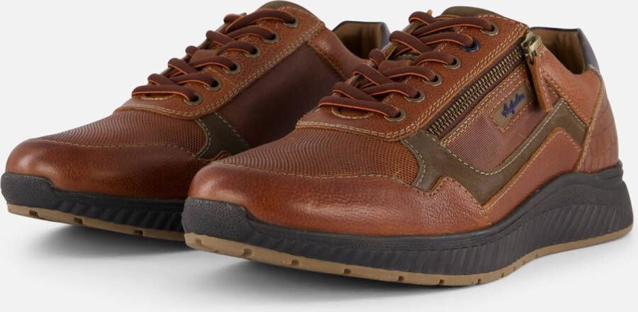 Australian Stijlvolle leren sneakers met rits en veters Brown Heren