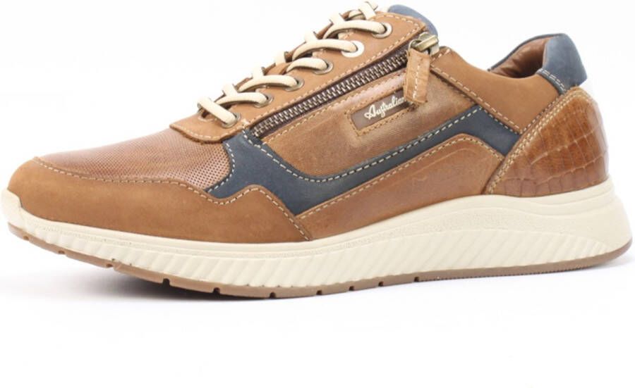 Australian Stijlvolle leren sneakers met rits en veters Brown Heren