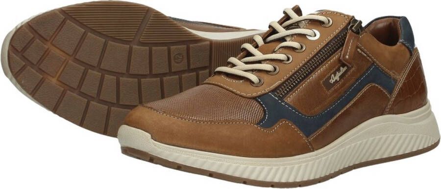 Australian Stijlvolle leren sneakers met rits en veters Brown Heren