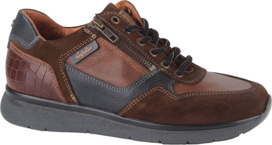 Australian Heren Sneaker Dokota 15.1642.01-T5X Cogna Blauw Bruin Wijdte H