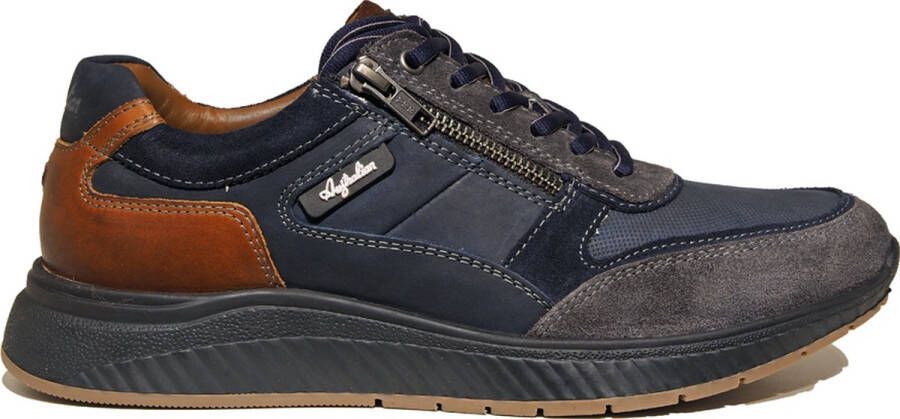 Australian Heren Sneakers Maurizio Blue Leather Blauw