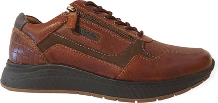 Australian Stijlvolle leren sneakers met rits en veters Brown Heren