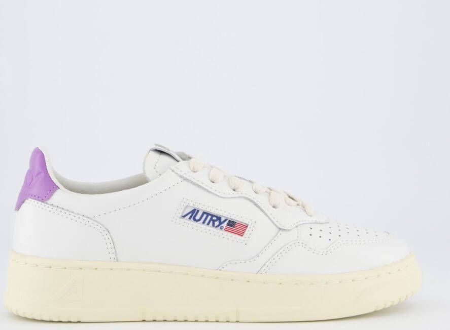 Autry Witte Leren Sneakers met Lila Accenten White Dames