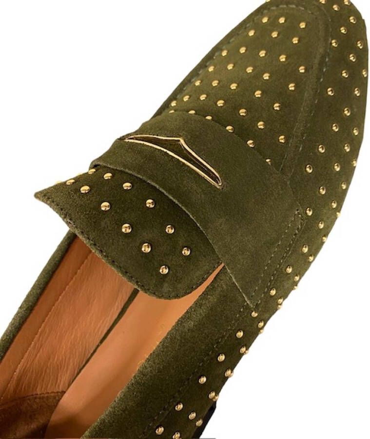 Babouche Tilda loafer studs khaki mat