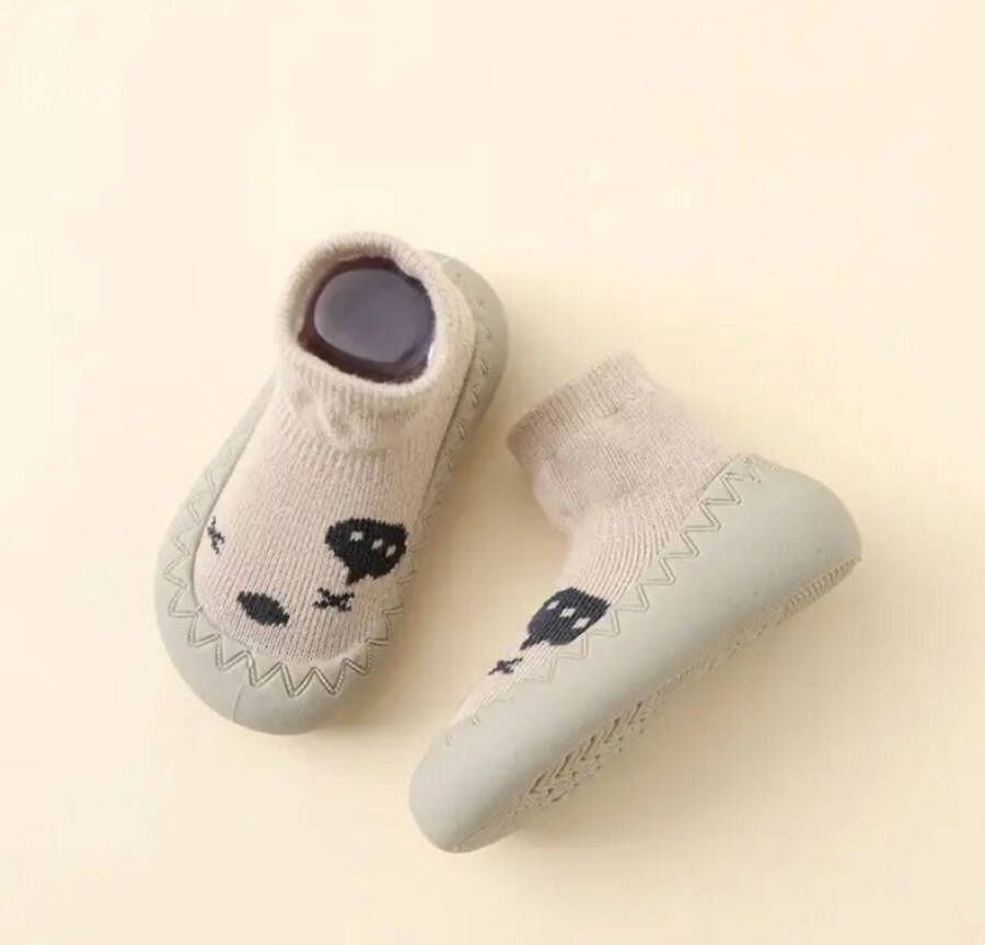 Baby-slofje.nl Anti-slip babyschoentjes Soksloffen Eerste loopschoentjes van Baby-Slofje beige