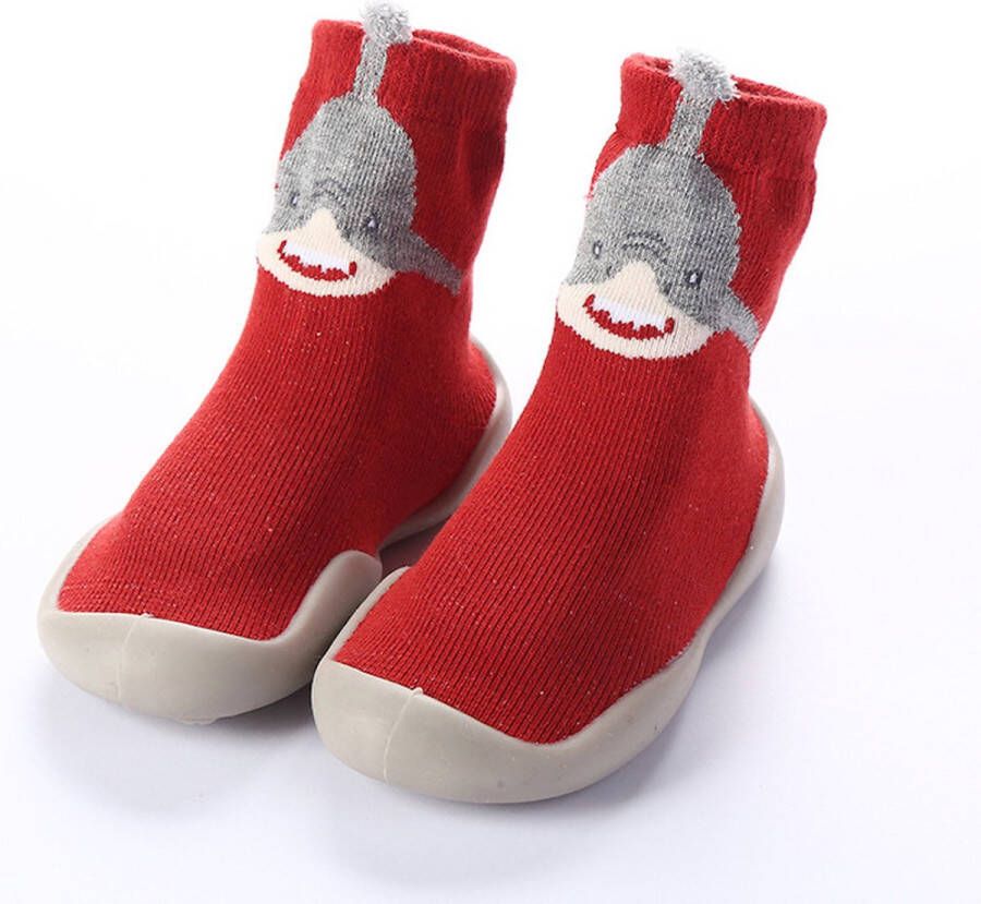 Baby-slofje.nl Anti slip schoenen Sok sloffen Eerste loopschoentjes van Baby Slofje Rood haai