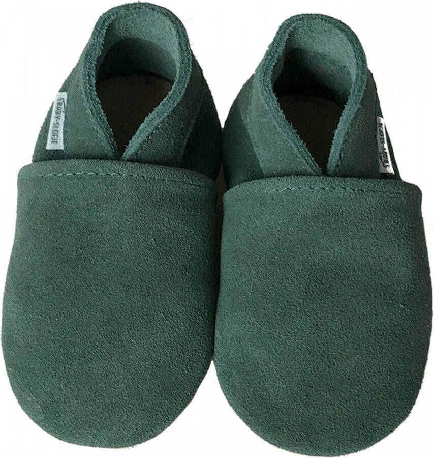 Baby-slofje.nl Donkergroene suede babyslofjes van Baby-Slofje 12-18 maanden