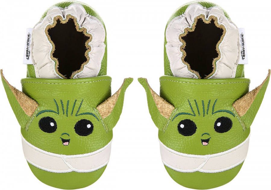 Baby-slofje.nl Groene leren babyslofjes van Baby-Slofje Green Yoda