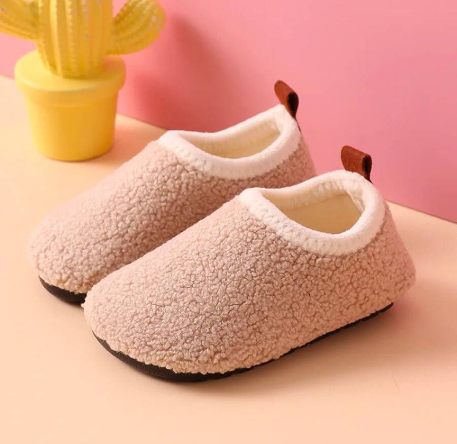 Baby-slofje.nl Kindersloffen van Baby-Slofje Sloffen Kinderen Pantoffels Zand Beige Anti slipzool warme voeten