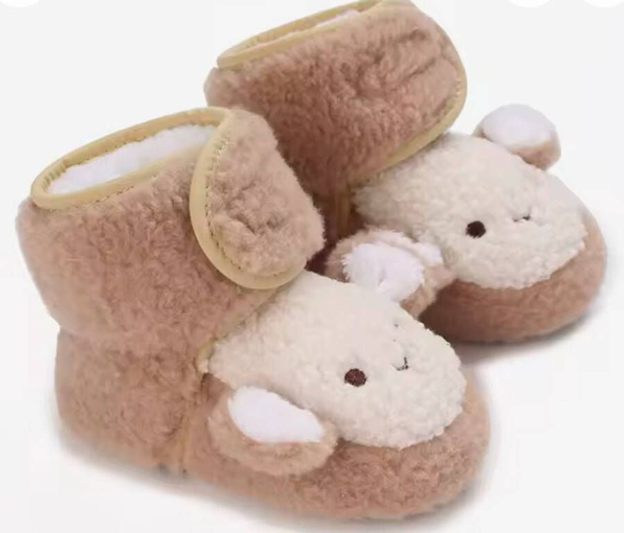 Baby-slofje.nl Zachte en warme sloffen Pantoffels voor baby van Baby-Slofje Beige zool kraamcadeau