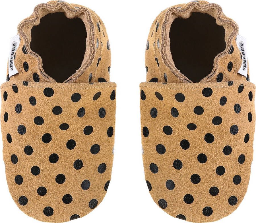 Baby-slofje.nl Zandkleurige suede babyslofjes met stippen van Baby-Slofje 12-18 maanden