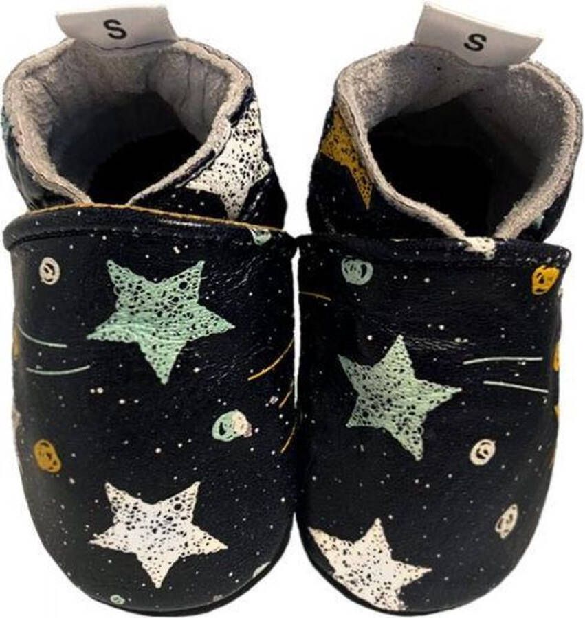 Babysteps Doodle Stars leren babyslofjes met sterrenprint zwart Leer 20 21