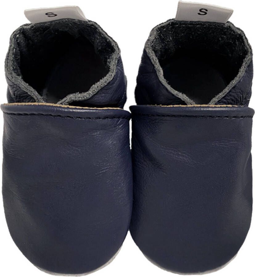 Babysteps leren babyslofjes blauw Leer Effen 18 19