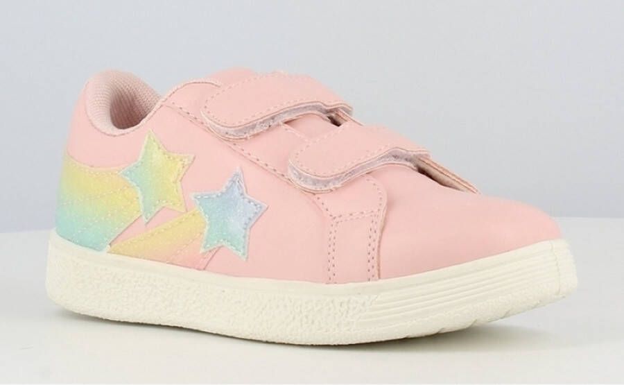 BBS Meisjes sneakers lage zomer schoenen roze met regenboog sterren klittenband sluiting : BACK TO SCHOOL