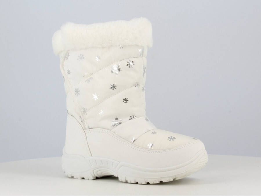 BBS Meisjes sneeuwlaarzen snowboots winterschoenen wit met zilveren vlokken zeer stevig en goede pasvorm ideaal voor in de sneeuw