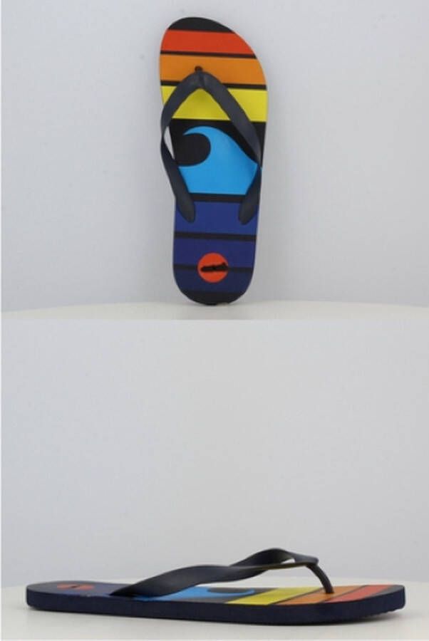 BBS Slipper voor heren marine met multicolor tekening ideale bad strand slipper