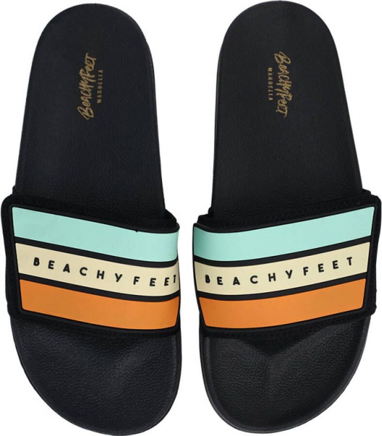 BeachyFeet Poolside Slides Vibras De Verano Zwart