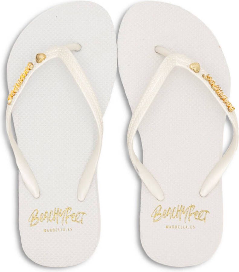 BeachyFeet Teenslipper Dames Blanco Flipflop Wit Grijs