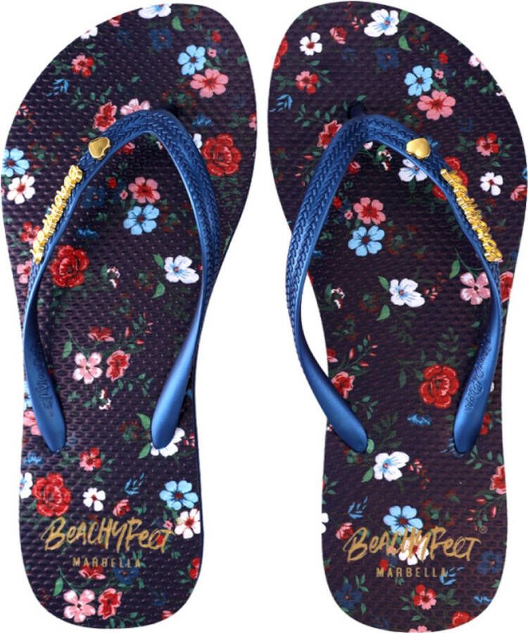 BeachyFeet Teenslippers Flores Azul Blauw