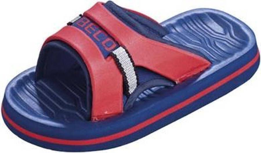 BECO Badslippers Junior Blauw rood