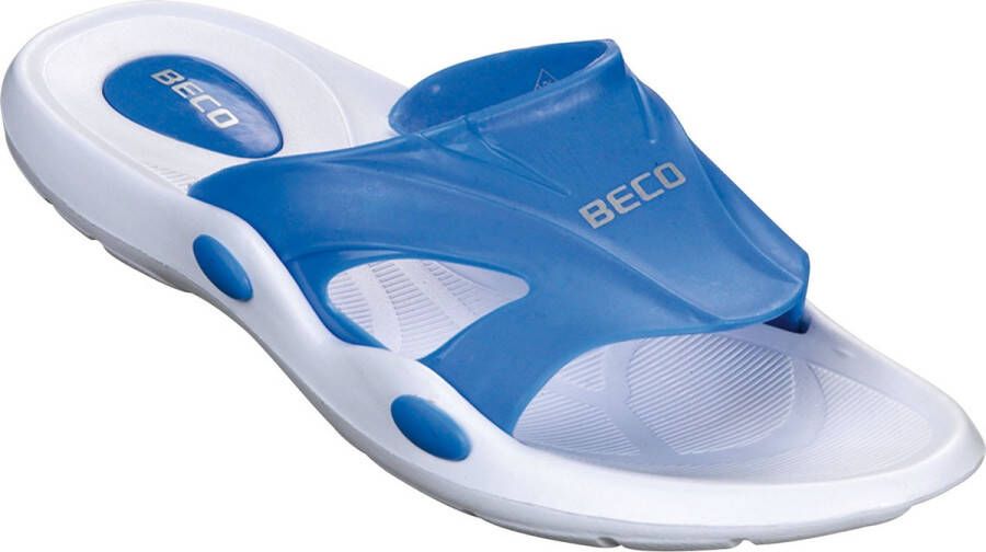 BECO Dames Eva slipper blauw wit