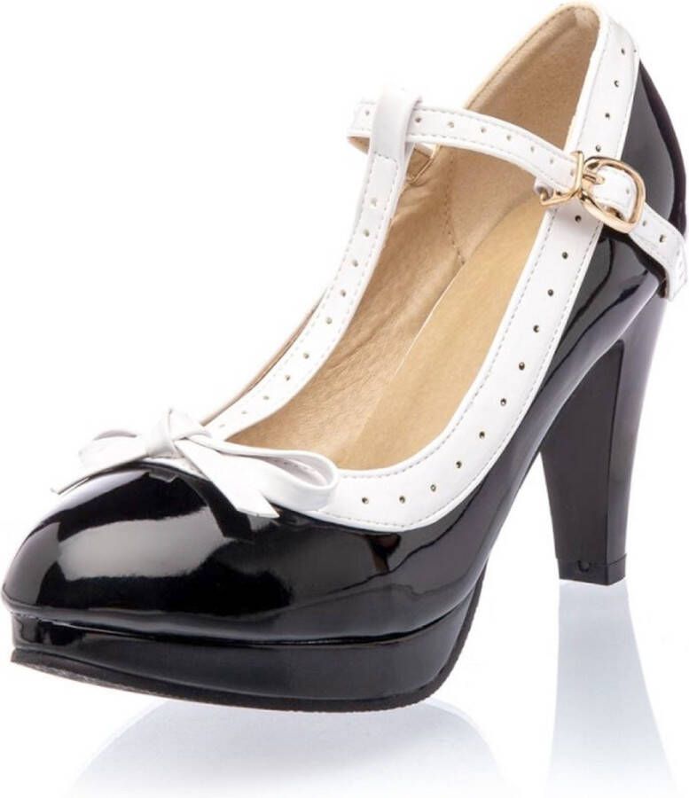 Belsira Retro Pumps Hoge Hakken zwart-wit