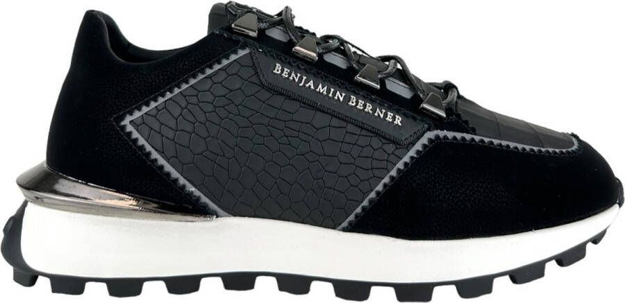 Benjamin Berner Heen Sneaker Zwart BNJ0171 CROCODILE BLACK