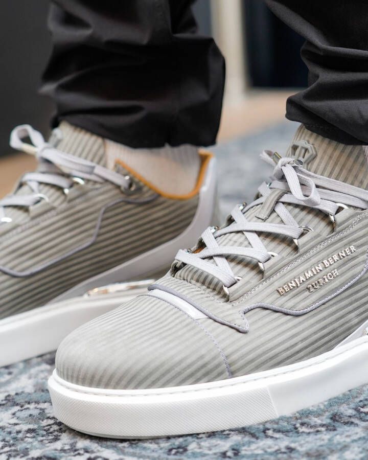 Benjamin Berner Raphael Low Top Ice Grey 3D Striped Sneaker