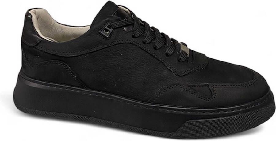 Berkelmans Braselton Black Nubuck-sneaker -veterschoen