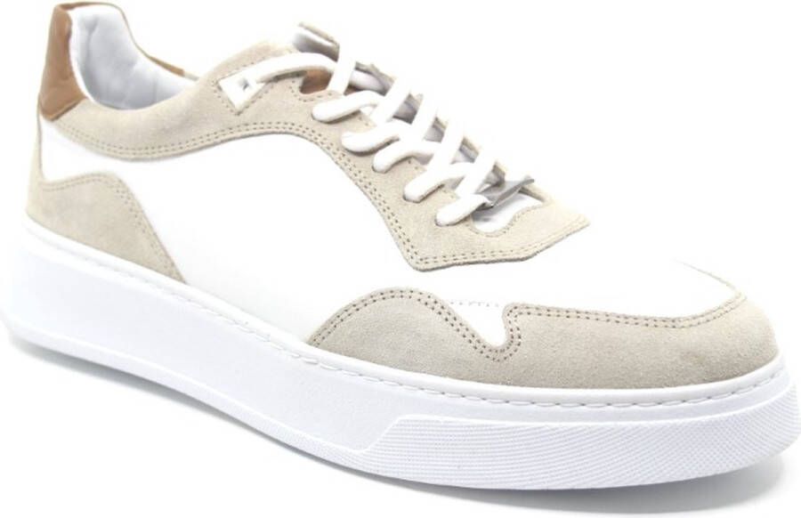 Berkelmans Braselton Sand 2411557247 Wit combi heren sneaker wijdte G½