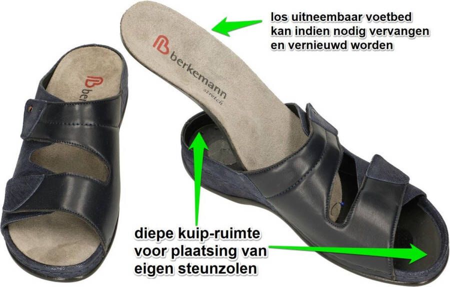 Berkemann -Dames blauw donker slippers & muiltjes