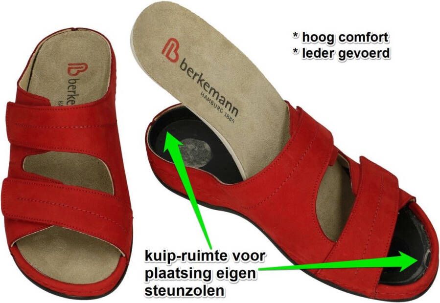 Berkemann -Dames rood slippers & muiltjes