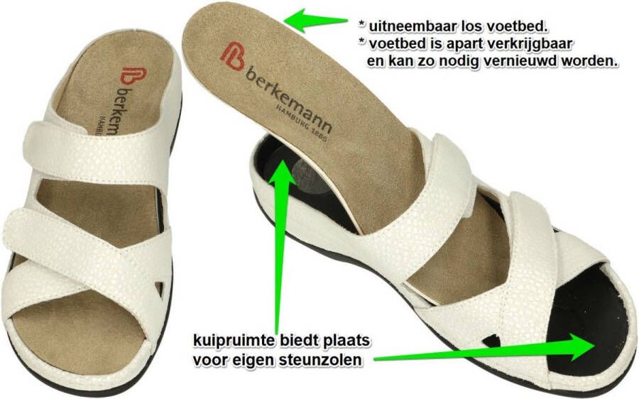 Berkemann -Dames wit slippers & muiltjes