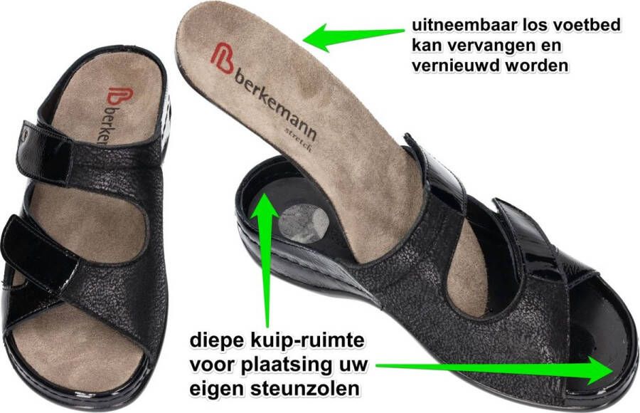 Berkemann -Dames zwart slippers & muiltjes