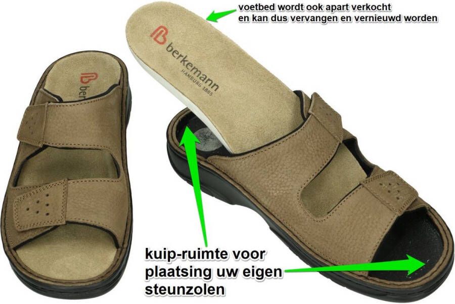 Berkemann -Heren taupe pantoffels & slippers