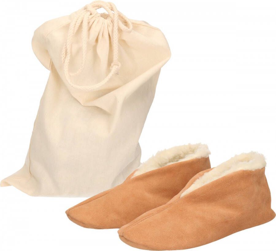 Bernardino Beige Spaanse kinder sloffen pantoffels van echt leer suede