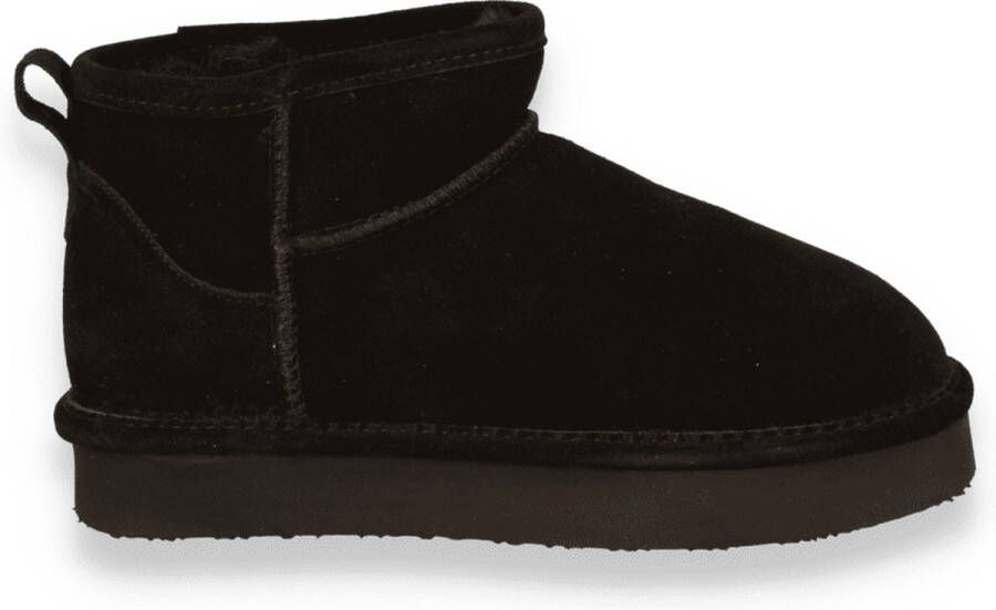 Bianco Dames Enkellaars Biasnow Flatform Suede Black ZWART