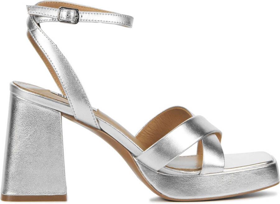 BiBi Lou Sandalen Dames Damesschoenen Leer Blokhak hoogte 8 cm 629P19 Zilver