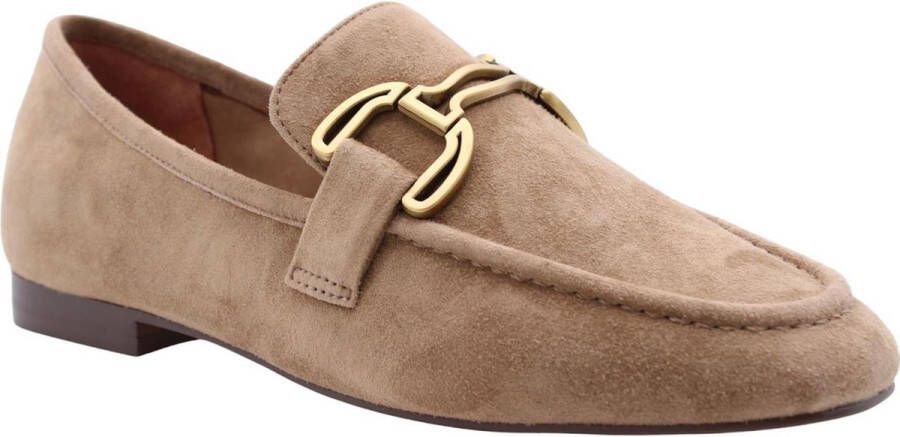 Bibi Lou Beige Suède Loafers met Gouden Gesp Beige Dames - Foto 12