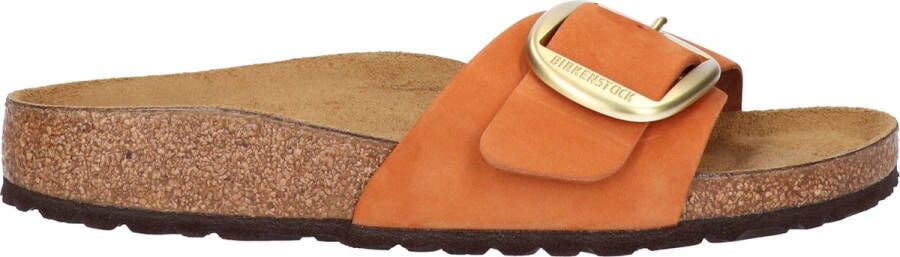 Birkenstock Madrid Nubuck Leather Big Buckle oranje narrow sandalen (1022709)