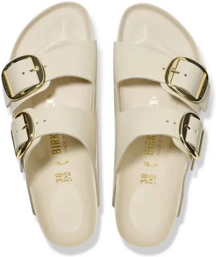 Birkenstock Arizona Big Buckle Natural Leather Patent High Shine Ecru Narrow